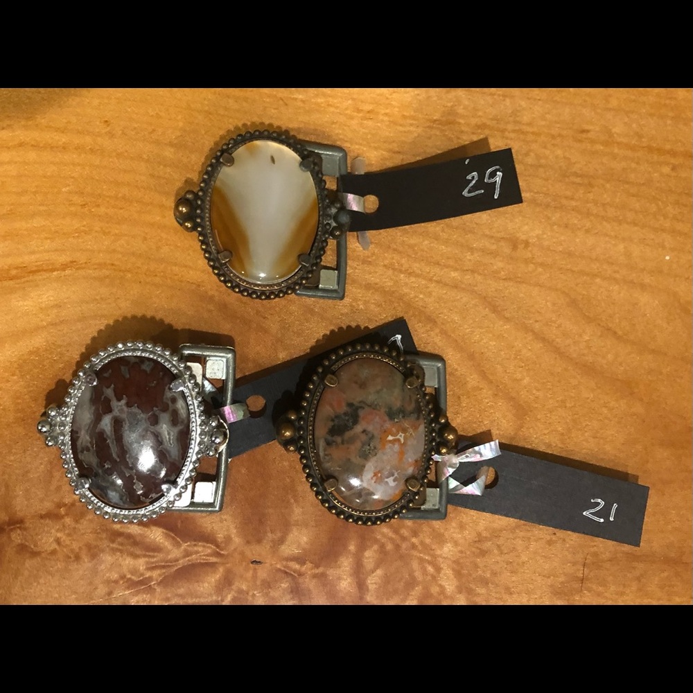 THREE VintageAgate Belt Buckles!